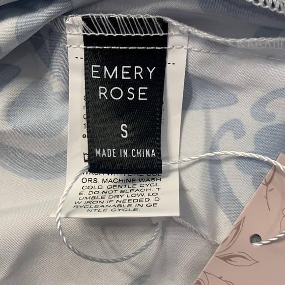 Emery Rose ~ Blue & White Ruffle Sleeve Elastic Waist Fit & Flare Dress Sz Small - Picture 8 of 11